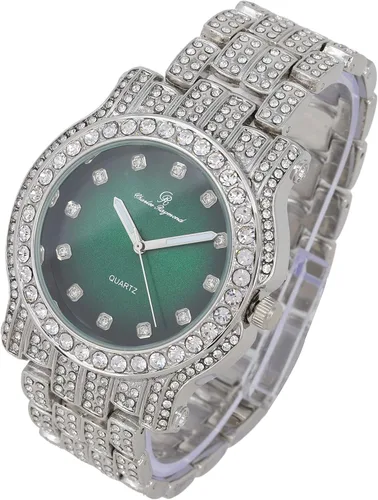 Vista 29 de Charles Raymond Bling-ed Out Ultimate Hip Hop Royalty Reloj para hombre con número romano de fácil lectura o indicadores de tiempo de diamantes
