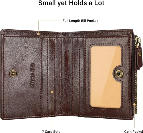 Vista 4 de Lavemi Ultra Thin Small Compact Leather Womens Wallets RFID Blocking Credit Card Holder for Women