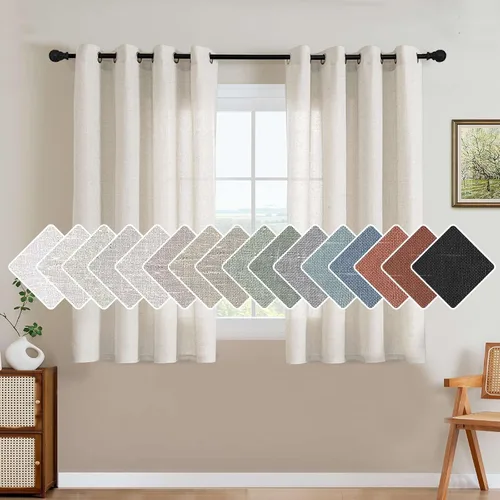 Vista 41 de H.VERSAILTEX Elegant - Cortinas texturizadas de lino natural mezclado con eficiencia energética, filtrado de luz, con ojales de níquel