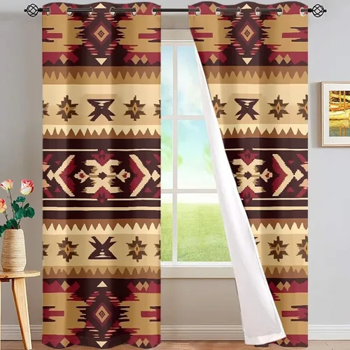 Vista 78 de Dreaweet African Tribal Blackout Curtains 63 Inch Long 2 Panels Set Bohemian Ethnic Geometric Grommet Top Thermal Insulated Curtains for Living Room
