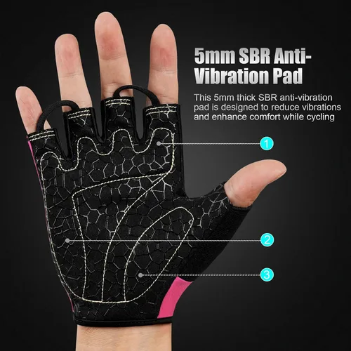 Vista 3 de Guantes de ciclismo para hombres y mujeres, guantes de ciclismo de medio dedo, guantes de entrenamiento adecuados para deportes al aire libre