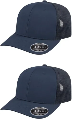 Vista 54 de Cap America i8502 Flexfit 110 Premium - Gorra de camionero de perfil medio con 6 paneles de malla trasera con protección UV y cierre ajustable