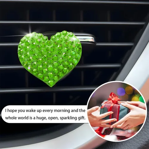 Vista 4 de Osilly - Clips brillantes para ventilación de automóvil, 2 piezas; adorno brillante con forma de corazón para salida de aire acondicionado