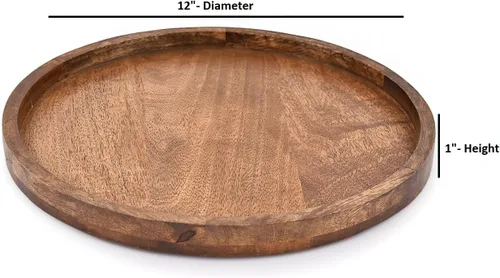 Vista 6 de EDHAS Bandeja Portavelas Decorativa Redonda de Madera para Centros de Mesa para Mesas de Café, Decoraciones Modernas para el Hogar Estilo Granja