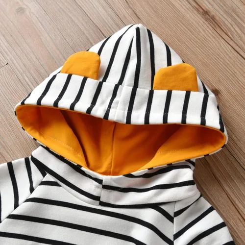 Vista 3 de Conjunto de sudadera con capucha de manga larga a rayas para bebés y niños pequeños