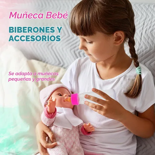 Vista 2 de 4E's Novelty Paquete de 2 botellas de accesorios para muñecas de bebé, muñeca mágica que desaparece leche y jugo, accesorios para muñecas de bebé