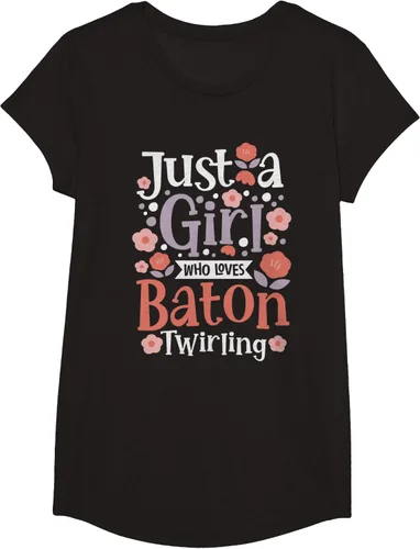 Vista 6 de A Girl Who Loves Baton Twirling - Camiseta de giro Majorette Twirler, Negro