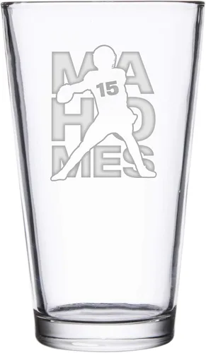 Vista 29 de Hat Shark Jugador atlético deportivo de fútbol – Vasos de pinta grabados con láser para cerveza, jarra de 16 onzas (Allen #17)