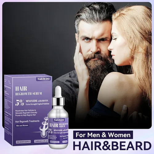 Vista 8 de Paquete de 2 aceites de minoxidil al 5% para hombres y mujeres, suero de crecimiento del cabello con masajeador del cuero cabelludo, espuma
