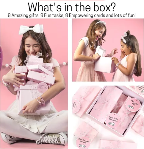 Vista 2 de Happy Lolli Birthday Gift for Girls 8 Individually Wrapped Gifts in 1 with 8 Tasks to Motivate Empower Girls - Ages 7-13