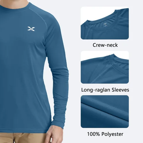 Vista 4 de Men's Rash Guard Shirts Long Sleeve Upf50 Sun Protection Swim Fishing Shirts Quick Dry Lightweight Running T Shirts for Men