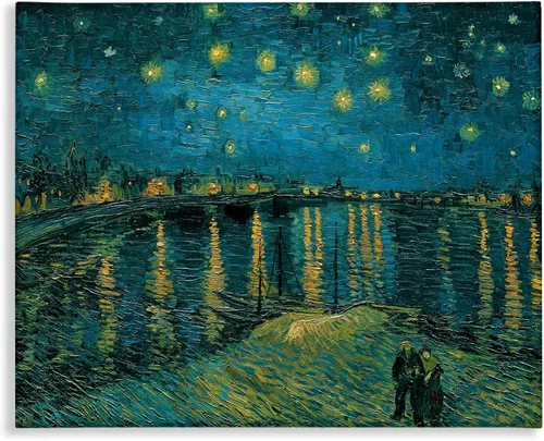 Vista 9 de Stupell Industries Pintura clásica de Van Gogh de noche estrellada sobre el Ródano
