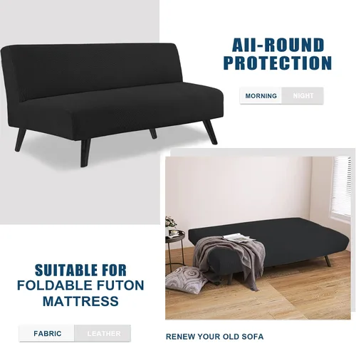 Vista 7 de Funda impermeable para futón sin brazos, funda de colchón para sofá cama, tamaño matrimonial, protector de muebles suave y elástico para mascotas