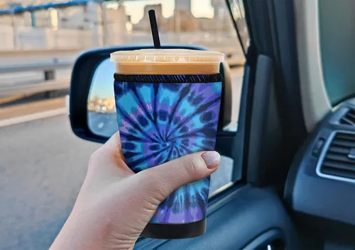 Vista 3 de Mugzie Funda aislante para café helado de lujo, neopreno reutilizable, acogedora para tazas de bebidas frías, evita la condensación y las vuelcas