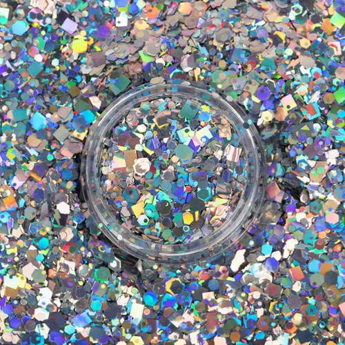 Vista 3 de UNICORN SNOT Purpurina macro para rostro y cuerpo, purpurina suelta de partículas grandes de grado cosmético, relleno de calcetines navideños