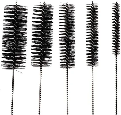 Vista 9 de Juego de cepillos de limpieza de tubos de 10 pulgadas, paquete de 5 cepillos pequeños de nailon extra largos con asas flexibles para botellas Negro