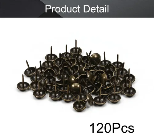 Vista 4 de MroMax 120 tachuelas de clavos para tapicería de 0.47 pulgadas de diámetro, hierro de estilo vintage, de metal, redondos, de 0.67 pulgadas de altura
