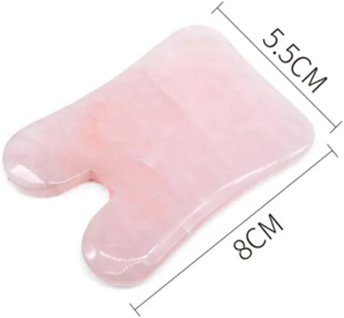 Vista 2 de Gua Sha Herramienta facial - Herramientas de masaje de spa para hinchazón ocular, círculo oscuro y drenaje linfático - Tabla de cuarzo rosa