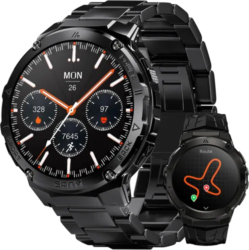 Vista 9 de AMAZTIM Reloj inteligente, reloj de fitness resistente, 5 ATM e IP69K Negro