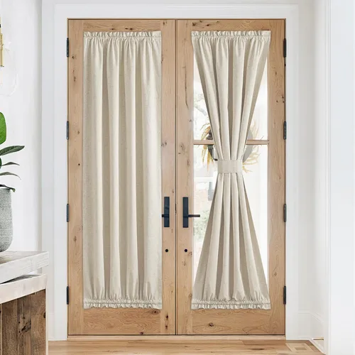 Vista 74 de NICETOWN Cortinas de Lino para Puerta Lateral - Cortinas Opacas con Aislamiento Térmico para Puerta Delantera Francesa para Sombra Pequeña