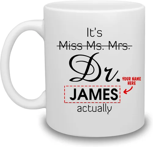 Vista 12 de Taza personalizada de realidad – Taza personalizada con nombre para graduación de doctorado, regalo de médico, divertida y perfecta para cumpleaños