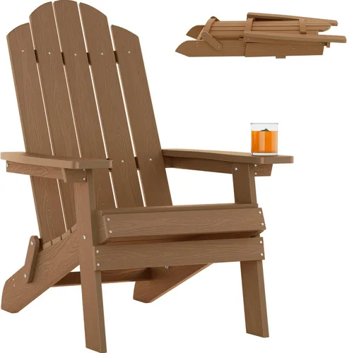 Vista 12 de MXIMU Silla Adirondack plegable para exteriores: sillas Adirondack fáciles de montar y cómodas, silla de plástico compuesto para todo tipo de clima