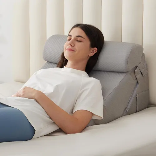 Vista 11 de BIEEZZK Juego de almohadas de cuña para después de la cirugía, almohada de cuña para reflujo ácido, almohada de cuña de cama con ajustable de 9 y 12