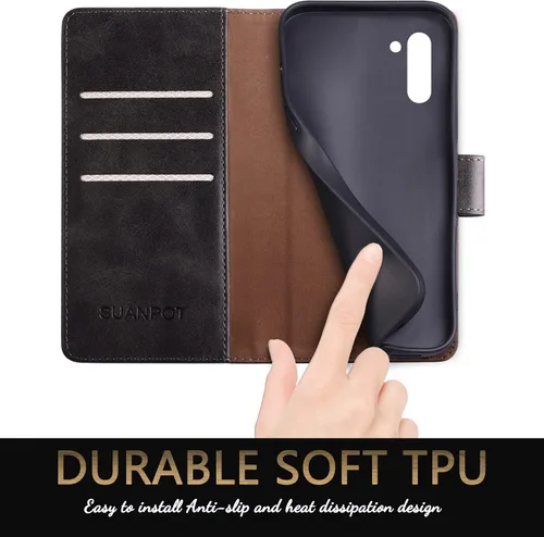 Vista 5 de SUANPOT Funda de piel tipo cartera para Samsung Galaxy Note 10 de 6.3 pulgadas con bloqueo RFID, soporte para tarjetas de crédito, libro de folio