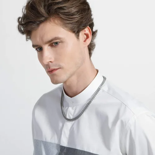 Vista 6 de Collar de cadena de 0.236in de ancho para hombres, mujeres, niños y niñas, de acero inoxidable, cadena de eslabones cubanos resistentes al agua