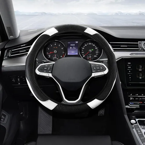 Vista 19 de Funda para Volante de Automóvil, Protector de Volante, Universal 14.5-15 Pulgadas Cuero de Microfibra Transpirable Fundas para Volante de Auto