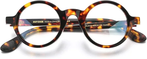 Vista 4 de HEPIDEM Acetate - Lentes ópticos redondos vintage con marco de gafas ópticas Zolman