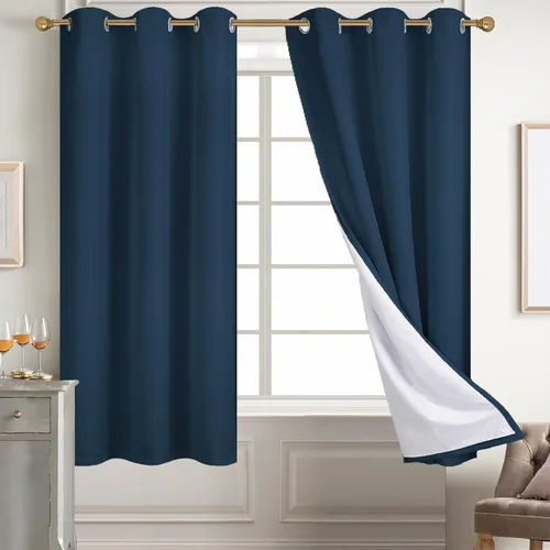 Vista 41 de Diraysid Cortinas 100% opacas de lino beige para dormitorio, con ojales, aislamiento térmico, cortinas de oscurecimiento de habitación