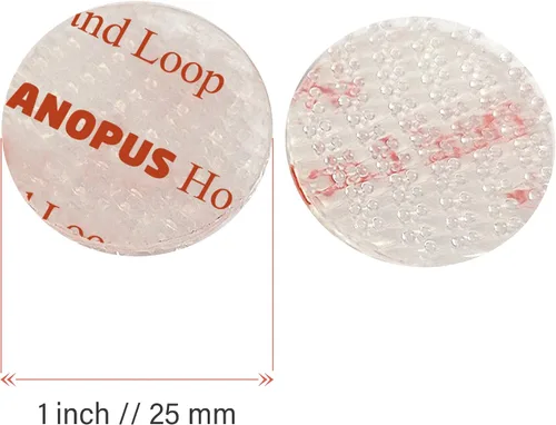 Vista 9 de CANOPUS Cinta de gancho y bucle de doble cara, cierre resellable, SJ3560, cinta de montaje resistente, paquete de 16 círculos transparentes de 1