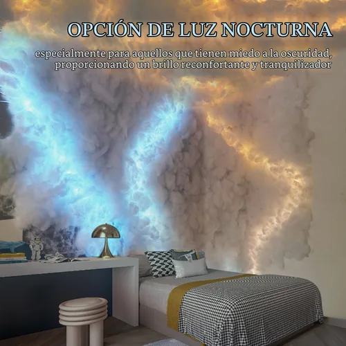 Vista 9 de FUSLITE Luz LED de techo 3D Thundercloud, luz de nube RGB, 11.5FT Luz de nube de algodón DIY con relámpago RGB. Crea un ambiente vibrante
