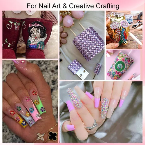 Vista 7 de Canvalite 18000 piezas de diamantes de imitación para la cara, gemas multicolores para ojos, cabello y uñas con pegamento de maquillaje de secado