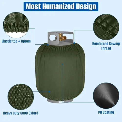 Vista 2 de SIRUITON Cubierta para tanque de propano 20lb, cubierta resistente para exteriores de 600D de tela Oxford impermeable para tanque de gas propano