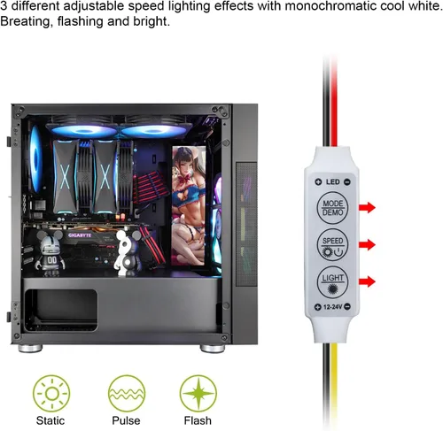 Vista 2 de Vetroo Tablero de Pantalla con Luces LED para Decoración de Carcasa de Computadora PC Full HD 2K Función Multi-Modo 9.8" x 3.1" (Vertical, A6)