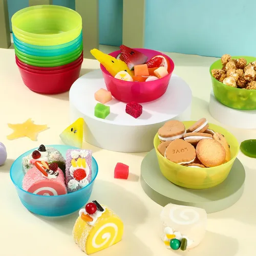 Vista 7 de Dandat 96 cuencos de plástico para niños de 14 onzas de colores brillantes, cuencos pequeños de cereales aptos para lavavajillas, microondas