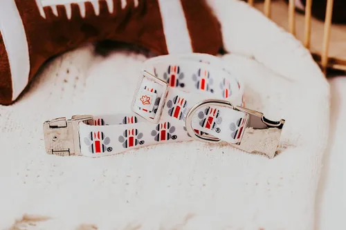 Vista 6 de Ohio State Buckeye - Collar para perro con estampado de patas (pequeño)