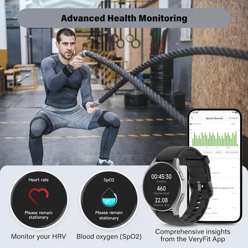 Vista 2 de Reloj inteligente para hombres y mujeres (respuesta/hacer llamadas) – AMOLED de 1.32 pulgadas negro mate rastreador de actividad con GPS y Alexa