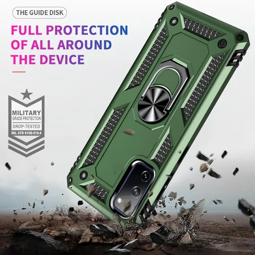 Vista 2 de Yiakeng Funda para Samsung Galaxy S20 FE, funda Galaxy S20 FE 5G con protector de pantalla HD, fundas protectoras de grado militar con anillo