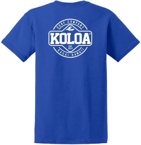 Vista 10 de Koloa Surf - Camisetas de algodón pesado para hombre, tallas grandes y altas Azul acuático/negro buscando diseño de ondas