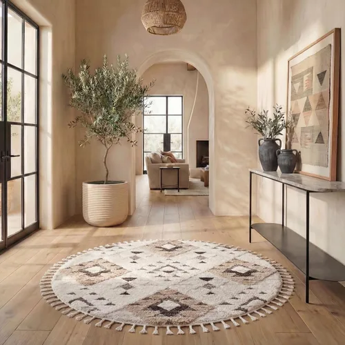 Vista 47 de SAFAVIEH Alfombra marroquí con borlas, 2 x 3 pies, marfil y marrón, no desprende pelusa y fácil de limpiar, textura alta y baja, ideal