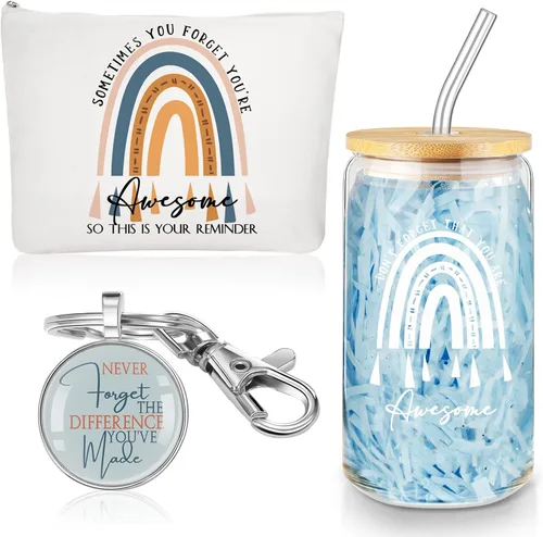 Vista 12 de Yaomiao 3 piezas de regalo de agradecimiento Cna para mujeres, graduación, agradecimiento, bolsa de cristal de 16 onzas, llavero para profesora