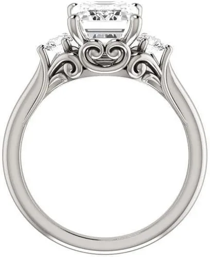 Vista 5 de JEWELERYN - Juego de anillos de compromiso de moissanita incolora VVS1 de 3.25 quilates de corte esmeralda, juego de anillos de boda y novia, juego