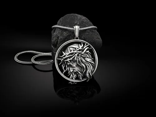 Vista 3 de BySilverStone Jewelry - Collar de plata con crucifijo Jesús, dije de plata de Jesús, colgante para hombre de Cristo Jesús Inri, collar de hombres