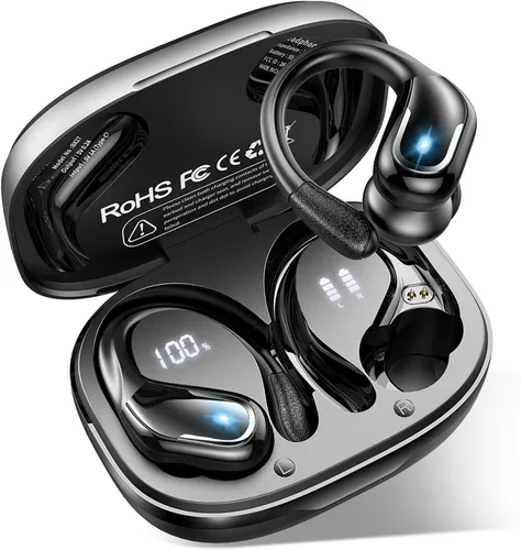 Vista 12 de Auricular Inalámbrico, Auriculares Bluetooth 5.4 de 75Hrs IP7 Impermeables para Deporte, Auriculares Inalámbricos para Correr con ENC Cancelación
