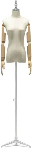 Vista 9 de Adjustable Female Mannequin Torso with Detachable Head & Arms - Medium Size Dress Form for Sewing, Tailoring, Jewelry Display - Perfect for
