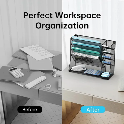 Vista 7 de Organizador de archivos de pared de 5 niveles y soporte para archivos de Negro