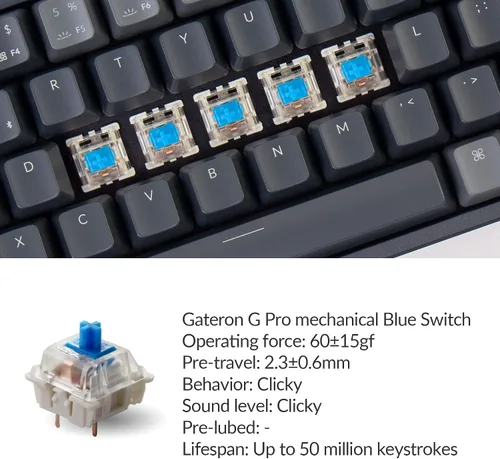 Vista 2 de Keychron K14 70% diseño 72 teclas Bluetooth inalámbricoUSB teclado mecánico con cable para Mac con Gateron G Pro interruptor